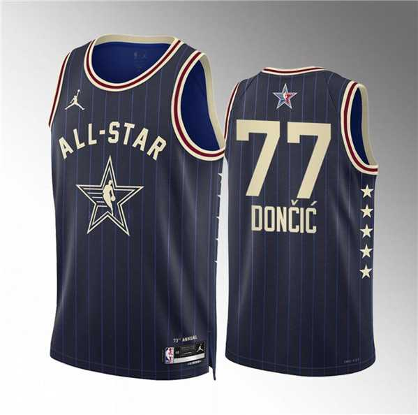 Mens 2024 All-Star #77 Luka Doncic Navy Stitched Basketball Jersey